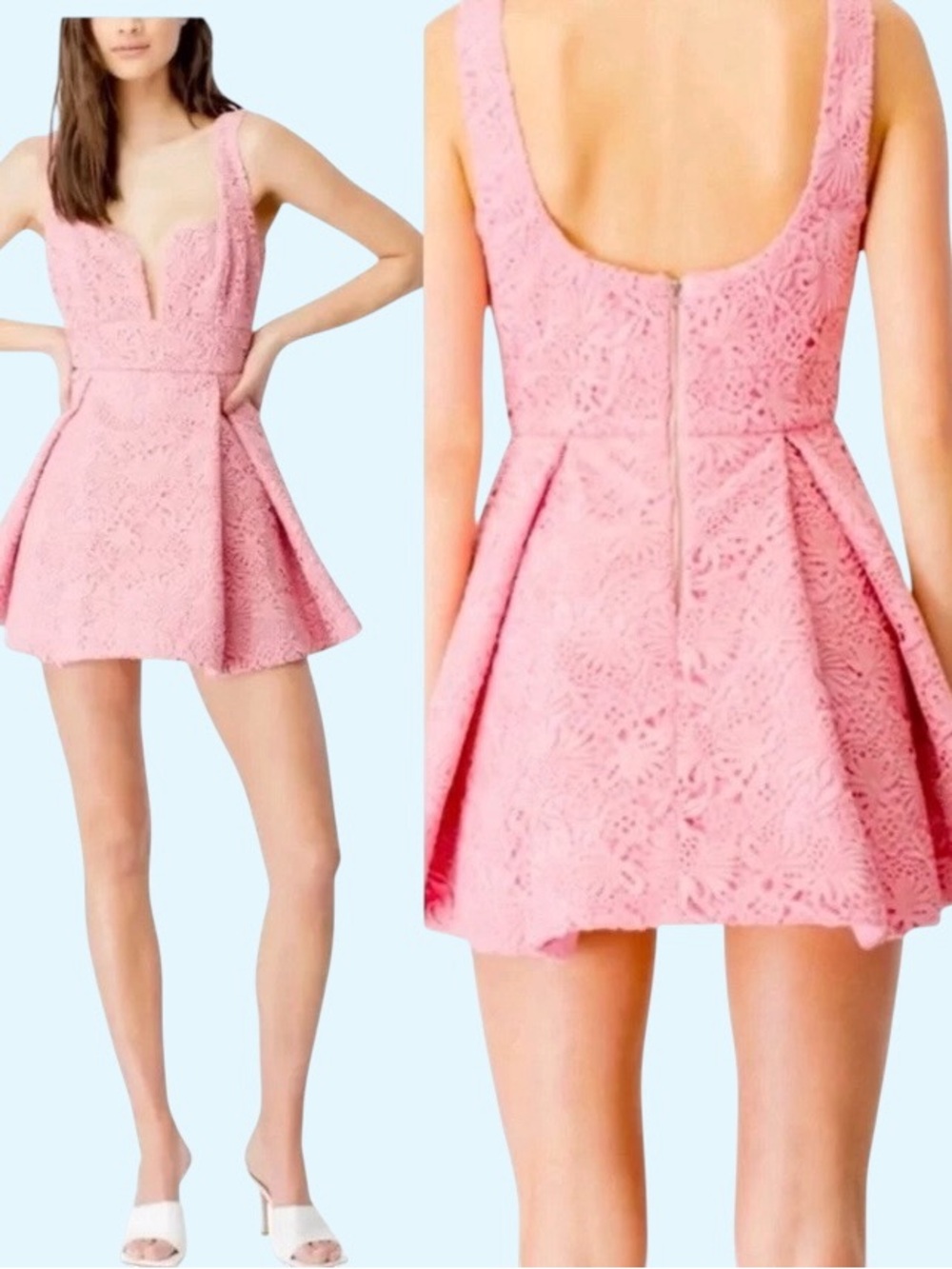 Bardot Mereba Pink Lace Mini Dress Size M MSRP $159 NWT - Picture 2 of 10